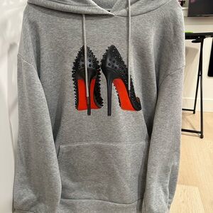 Women’s Gray Hoodie with Studded Heel Design check Measurements for size